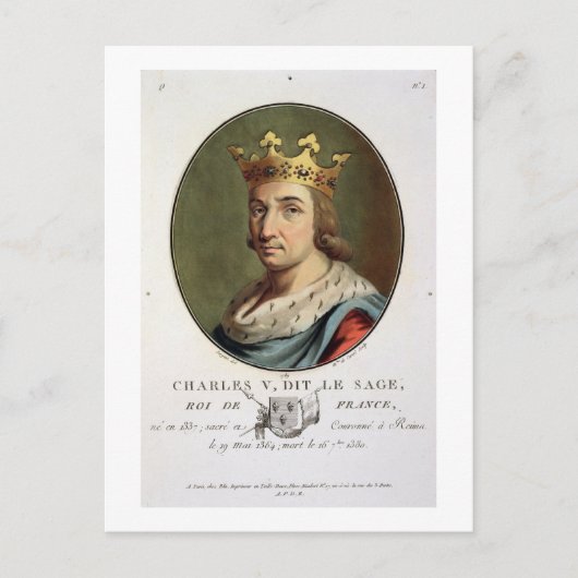 Portrait von Charles V, genannt "The Wise" King of Postkarte (Vorderseite)