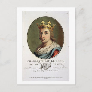 Portrait von Charles V, genannt "The Wise" King of Postkarte