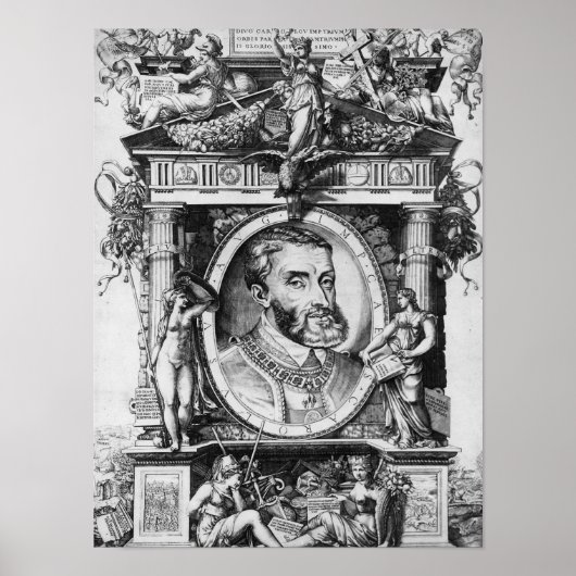 Portrait von Charles V , Heiliger Römischer Kaiser Poster (Vorne)