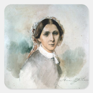 Portrait von Clara Schumann 1853 Quadratischer Aufkleber