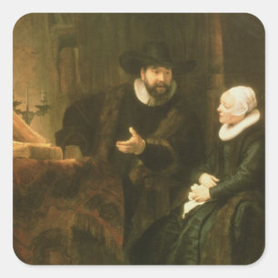 Portrait von Cornelius Anslo und seiner Ehefrau, 1 Quadratischer Aufkleber