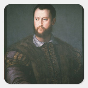 Portrait von Cosimo I de'Medici, 16. Jahrhundert Quadratischer Aufkleber