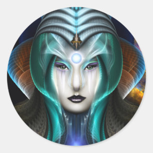 Portrait von Cyiria Runder Aufkleber