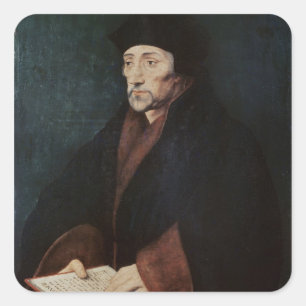 Portrait von Desiderius Erasmus von Rotterdam Quadratischer Aufkleber