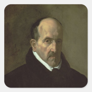 Portrait von Don Luis de Gongora y Argote 1622 Quadratischer Aufkleber