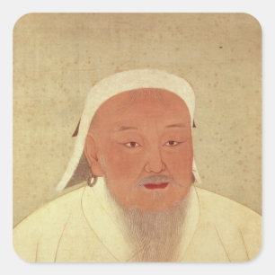 Portrait von Dschingis Khan, Mongol Khan Quadratischer Aufkleber