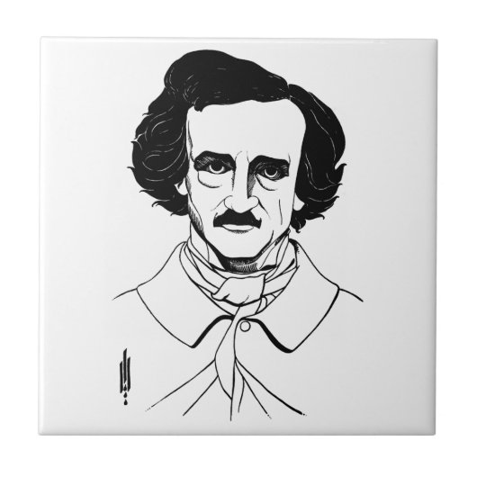 Portrait von Edgar Allan Poe Fliese (Vorderseite)