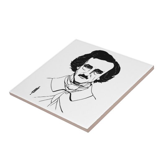 Portrait von Edgar Allan Poe Fliese (Seite)