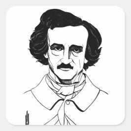 Portrait von Edgar Allan Poe Quadratischer Aufkleber