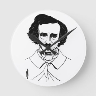 Portrait von Edgar Allan Poe Runde Wanduhr