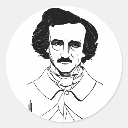 Portrait von Edgar Allan Poe Runder Aufkleber (Vorderseite)