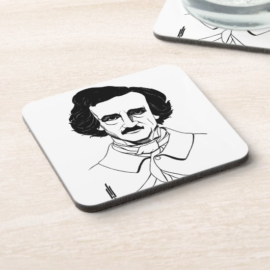 Portrait von Edgar Allan Poe Untersetzer (Linke Seite)