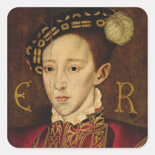 Portrait von Edward VI Quadratischer Aufkleber (Vorderseite)
