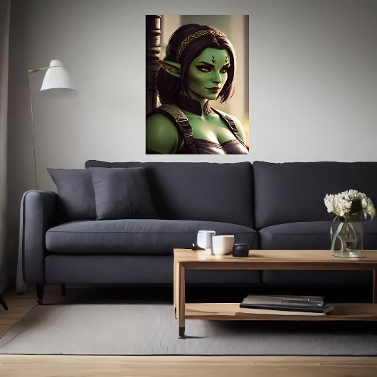 Portrait von Elf-Orc-Hybridfrauen | Art der AI Poster