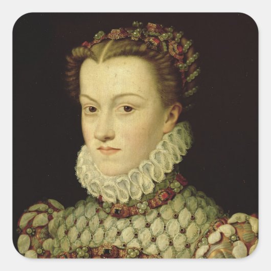 Portrait von Elisabeth von Österreich (1554-1992)  Quadratischer Aufkleber (Vorderseite)