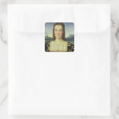 Portrait von Elizabeth Gonzaga, c.1504 (Öl auf Sch Quadratischer Aufkleber (Tasche)