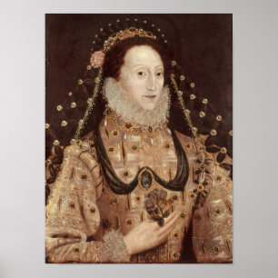 Portrait von Elizabeth I c.1575-80 Poster