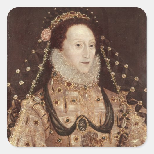 Portrait von Elizabeth I c.1575-80 Quadratischer Aufkleber (Vorderseite)
