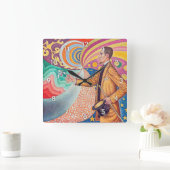 Portrait von Felix Feneon, Signac Quadratische Wanduhr (Zuhause)