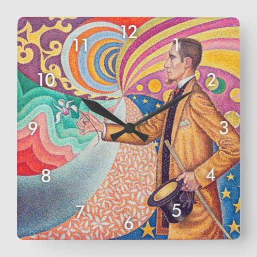 Portrait von Felix Feneon, Signac Quadratische Wanduhr (Vorderseite)