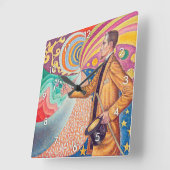Portrait von Felix Feneon, Signac Quadratische Wanduhr (Winkel)