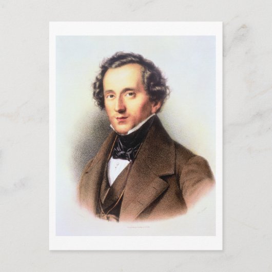 Portrait von Felix Mendelssohn (1809-47) (litho) Postkarte (Vorderseite)