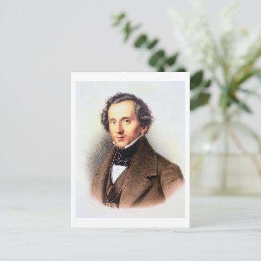 Portrait von Felix Mendelssohn (1809-47) (litho) Postkarte (Stehend Vorderseite)