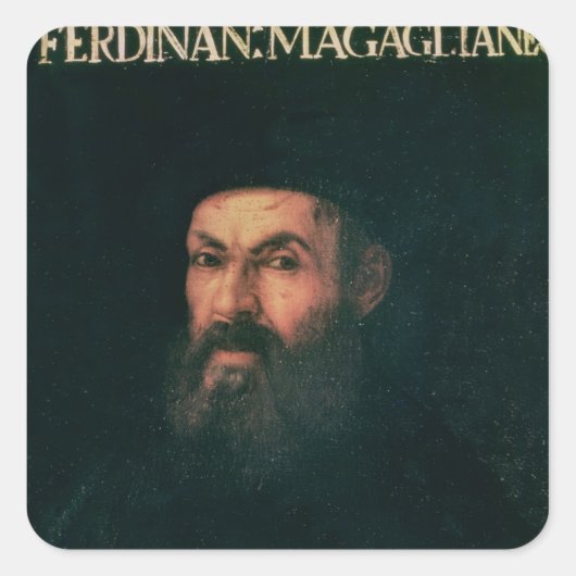 Portrait von Ferdinand Magellan Quadratischer Aufkleber (Vorderseite)