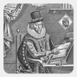 Portrait von Francis Bacon (1561-1626) Viscount of Quadratischer Aufkleber