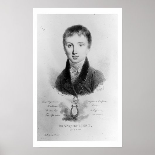 Portrait von Franz Liszt (1811-86) im Alter von 11 Poster (Vorne)