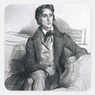 Portrait von Franz Liszt August 1832 Quadratischer Aufkleber