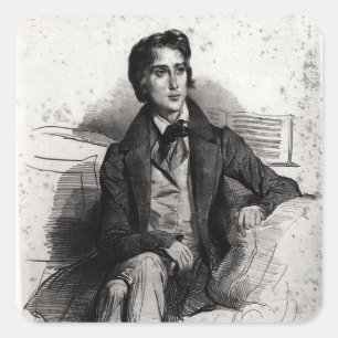 Portrait von Franz Liszt August 1832 Quadratischer Aufkleber