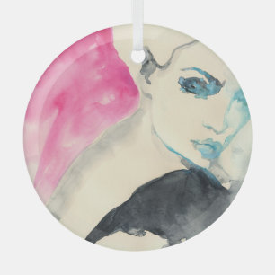 Portrait von Frauen: Aquarellbilder Ornament Aus Glas