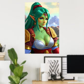 Portrait von Frauen-Elf-Hybrid | Art der AI Poster (Heimbüro)