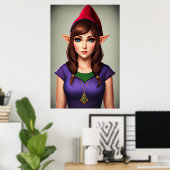 Portrait von Frauen-Gnome-Elf-Hybrid | Art der AI Poster (Heimbüro)