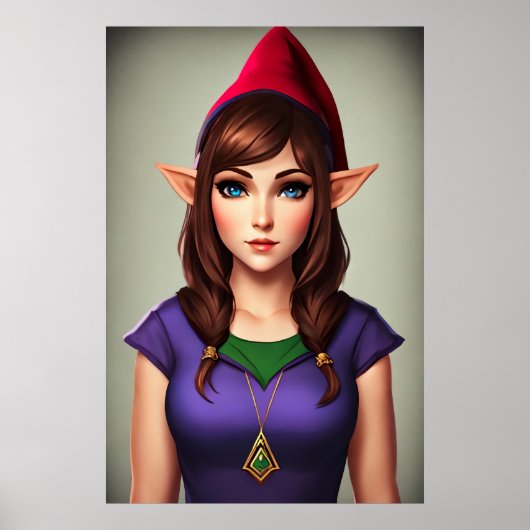 Portrait von Frauen-Gnome-Elf-Hybrid | Art der AI Poster (Vorne)
