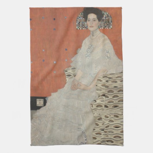 Portrait von Fritza Riedler von Gustav Klimt Geschirrtuch (Vertikal)