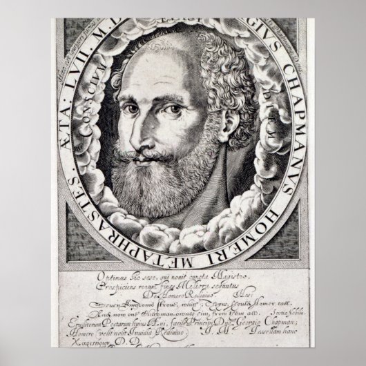 Portrait von George Chapman (c.1559-1634) c.1609-1 Poster (Vorne)