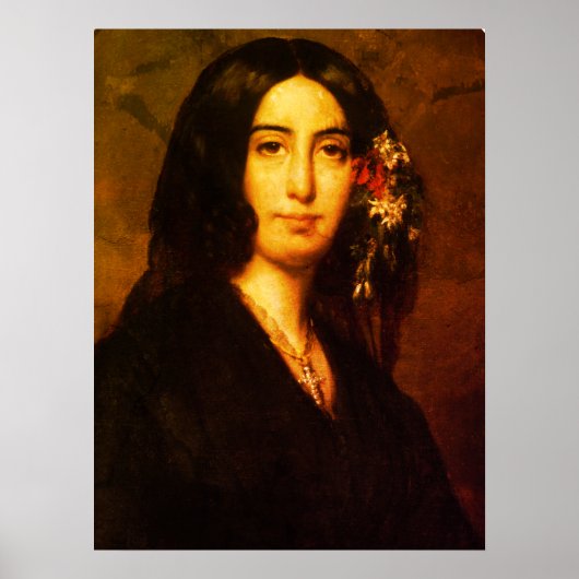 Portrait von George Sand von Auguste Charpentier Poster (Vorne)