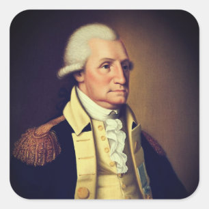 Portrait von George Washington (1790) Quadratischer Aufkleber