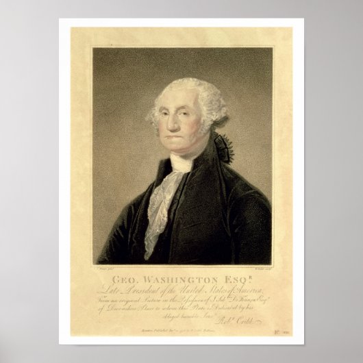 Portrait von George Washington, eingraviert von Wi Poster (Vorne)