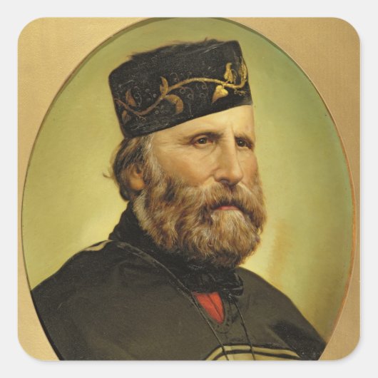 Portrait von Giuseppe Garibaldi Quadratischer Aufkleber (Vorderseite)