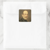 Portrait von Giuseppe Mazzini Quadratischer Aufkleber (Tasche)