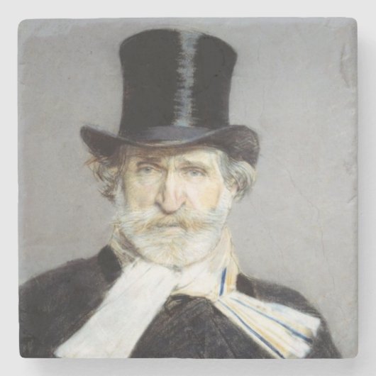 Portrait von Giuseppe Verdi, italienischer Opernko Steinuntersetzer (Vorderseite)