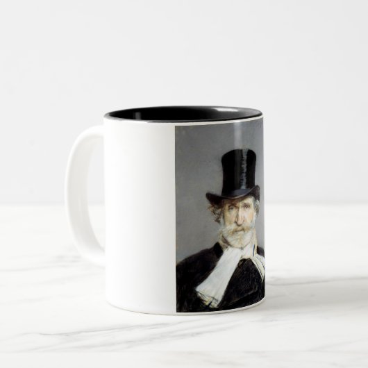 Portrait von Giuseppe Verdi, italienischer Opernko Zweifarbige Tasse (Vorderseite Links)