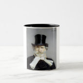 Portrait von Giuseppe Verdi, italienischer Opernko Zweifarbige Tasse (Mittel)