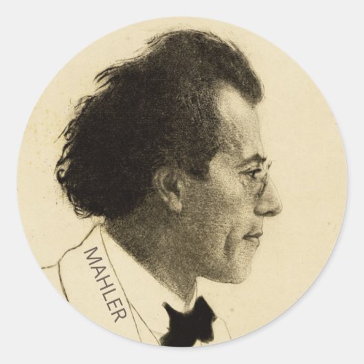 Portrait von Gustav Mahler (1902) Runder Aufkleber (Vorderseite)