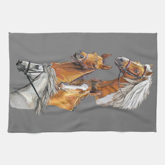 Portrait von Hand zeichnend Pferden Geschirrtuch (Horizontal)