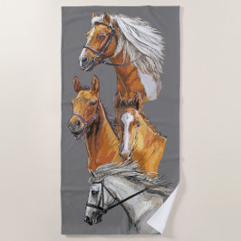 Portrait von Hand zeichnend Pferden Strandtuch