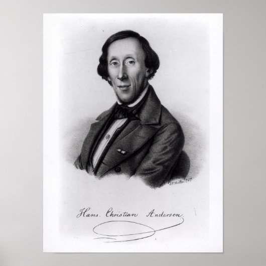 Portrait von Hans Christlich Andersen Poster (Vorne)
